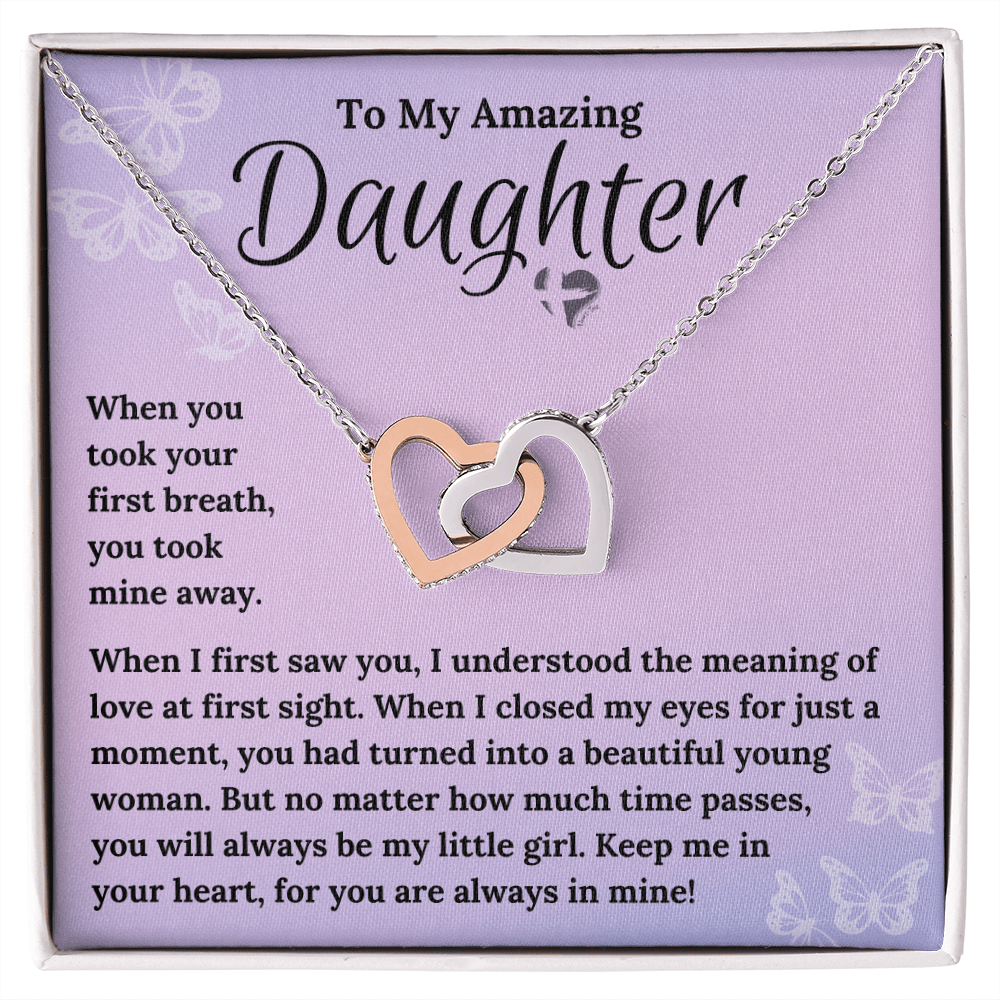 Daughter - You Took My Breath Away - Interlocking Hearts HGF#102IHb Jewelry Two Toned Box 