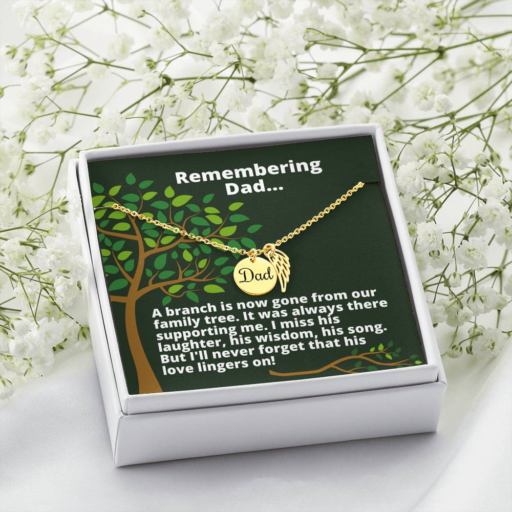 Remembering Dad Necklace Jewelry 18k Yellow Gold Finish 