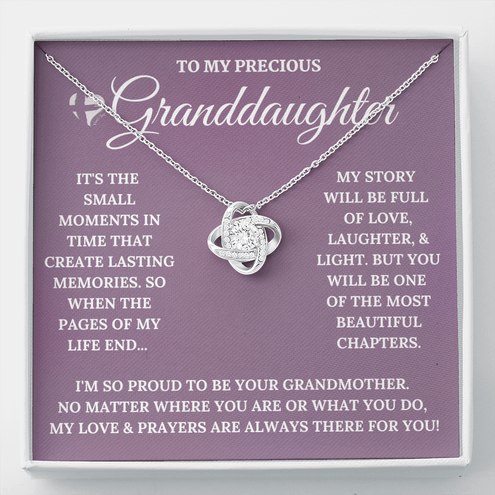 Granddaughter - Small Moments - Love Knot Necklace HGF#132LKb5 Jewelry Two Toned Box 