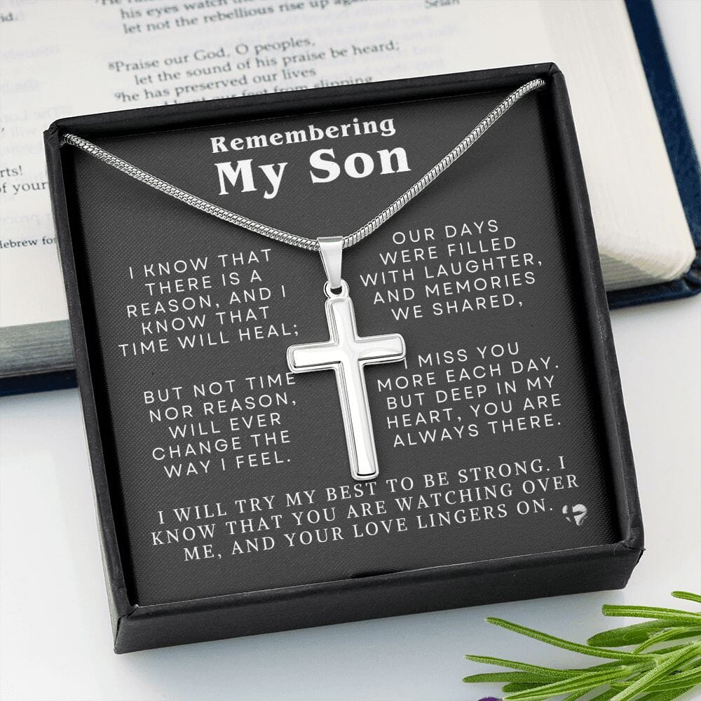Remembering My Son - Time Will Heal - Cross Necklace HGF#284AC Jewelry 