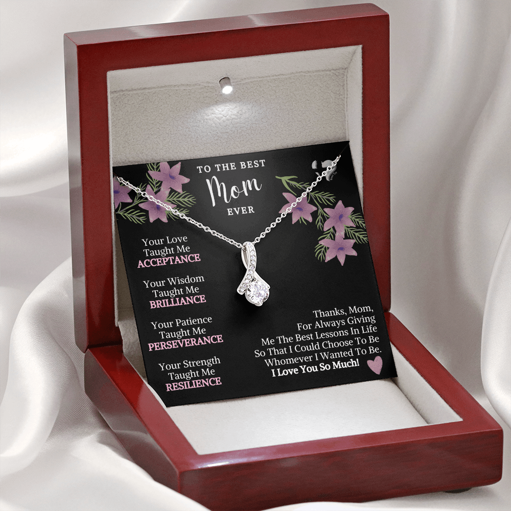 Mom - Thanks For The Life Lessons - Alluring Beauty RHGF#68 Jewelry Mahogany Style Luxury Box (w/LED) 