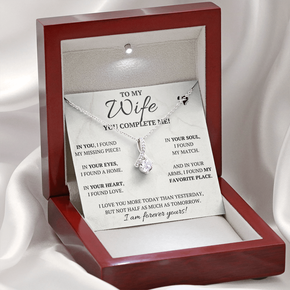 To My Wife - My Missing Piece - Alluring Beauty HGF90AB Jewelry Mahogany Style Luxury Box (w/LED) 