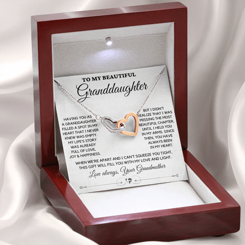 Granddaughter - Missing Chapter - Interlocking Hearts HGF#69 Jewelry Mahogany Style Luxury Box (w/LED) 