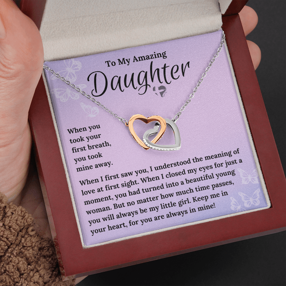 Daughter - You Took My Breath Away - Interlocking Hearts HGF#102IHb Jewelry 