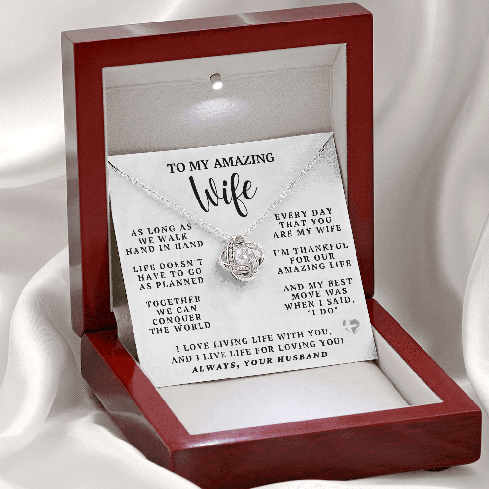 My Amazing Wife - My Best Move - Love Knot HGF#94LK Jewelry Mahogany Style Luxury Box (w/LED) 