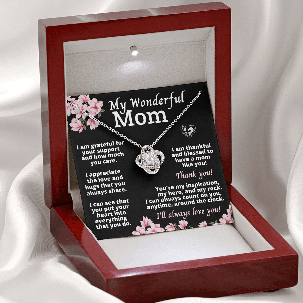 Mom, My Hero, My Rock Jewelry Mahogany Style Luxury Box (w/LED) 