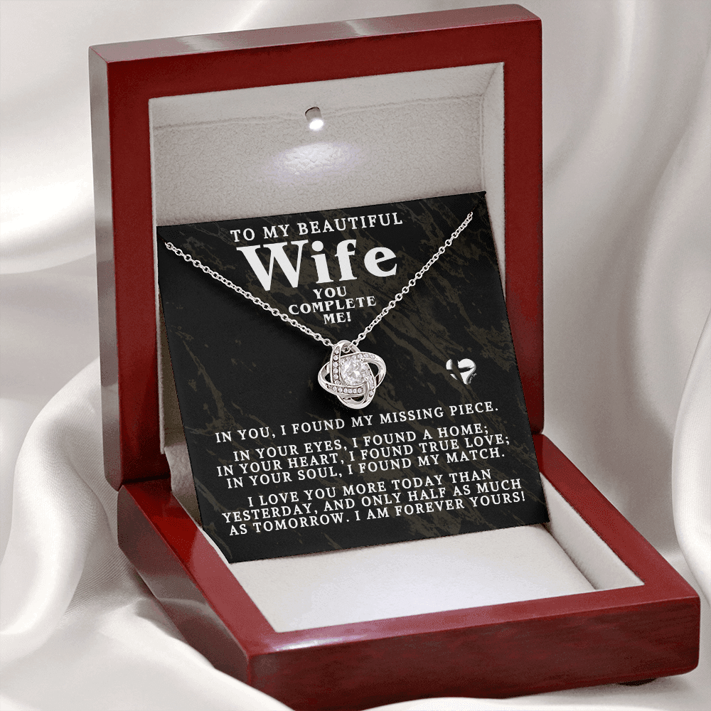 To My Wife - You Complete Me - HGF86LKBlk Jewelry Mahogany Style Luxury Box (w/LED) 