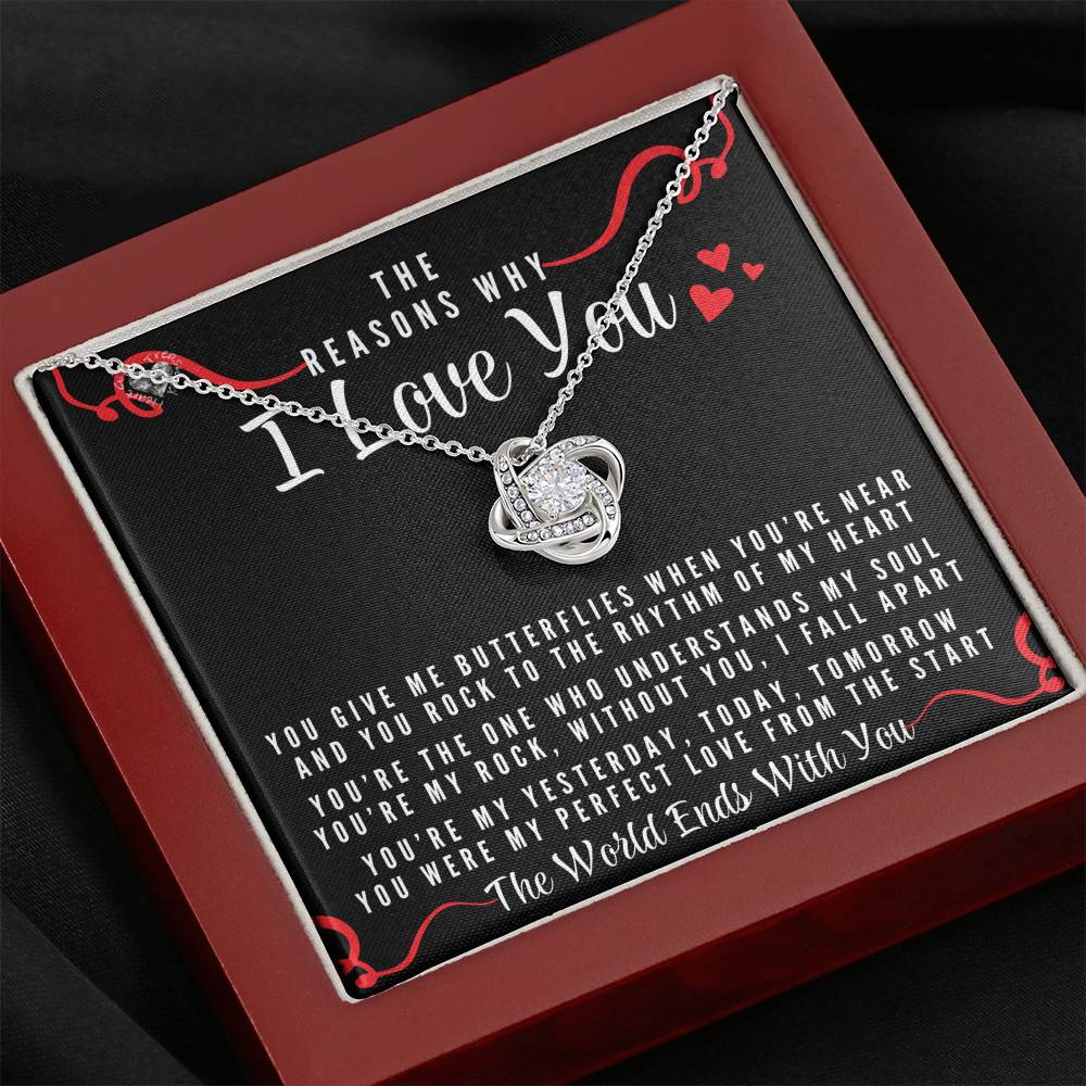 The Reasons Why I Love My Amazing Wife Love Knot Necklace 100C15 Jewelry Mahogany Style Luxury Box 