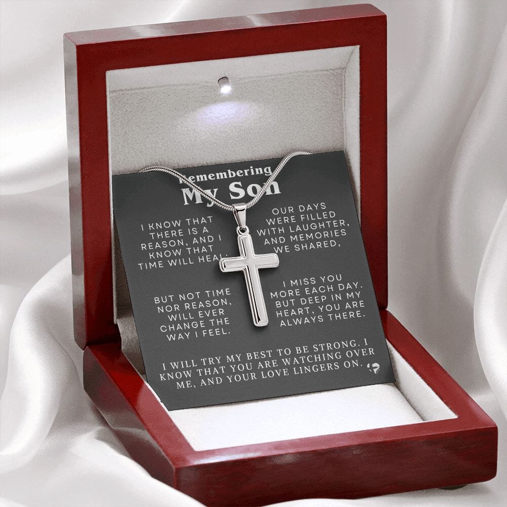 Remembering My Son - Time Will Heal - Cross Necklace HGF#284AC Jewelry 
