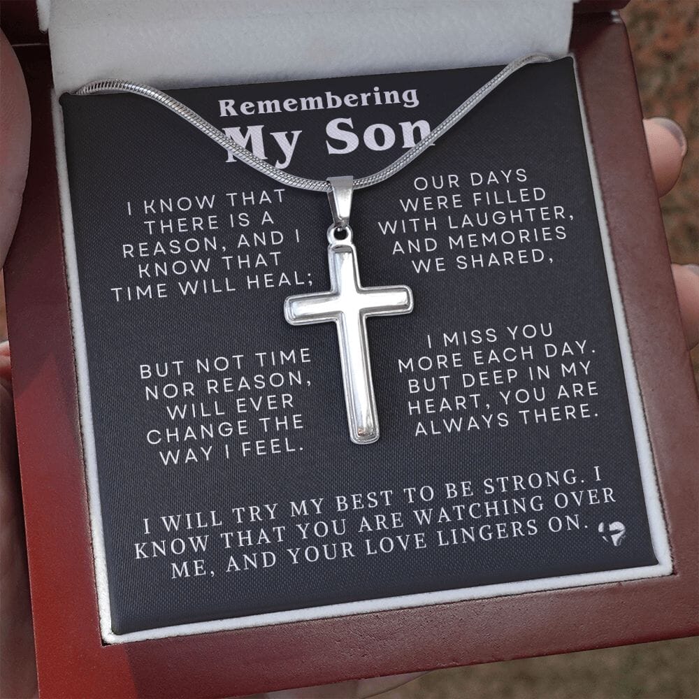 Remembering My Son - Time Will Heal - Cross Necklace HGF#284AC Jewelry Luxury Box w/LED 