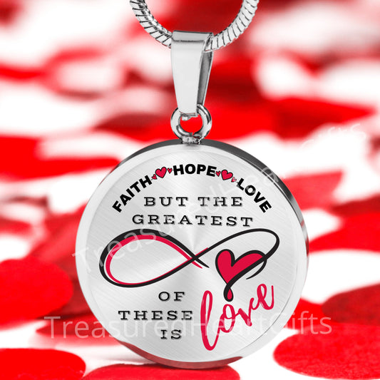 Engraved Circle Charm Pendant, Faith Love Hope, Personalized Gift, Wedding, Bridal, Christian, Bible Verse Weddings 