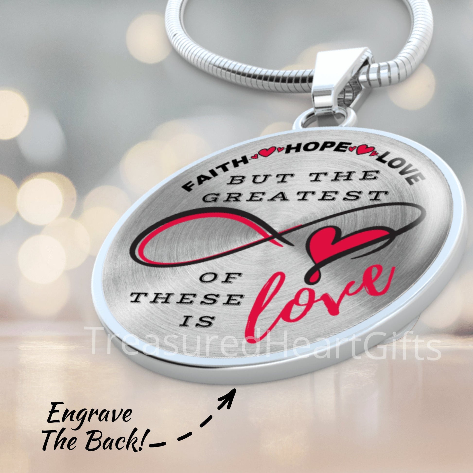 Engraved Circle Bridal Gift Charm Pendant, Bible Verse Necklace, Faith Love Hope, Wedding, Christian, Faith Based Jewelry Weddings 