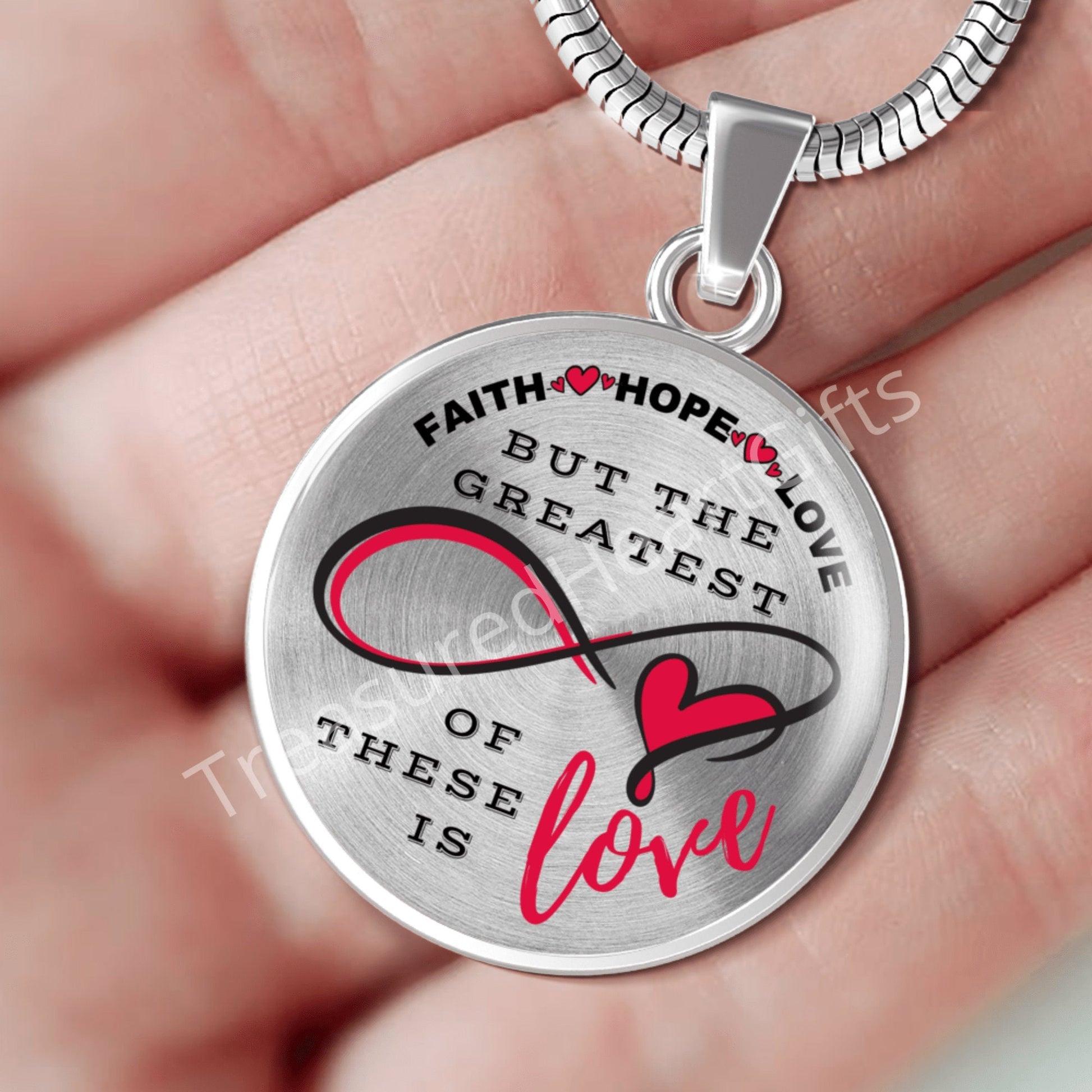 Engraved Circle Bridal Gift Charm Pendant, Bible Verse Necklace, Faith Love Hope, Wedding, Christian, Faith Based Jewelry Weddings 