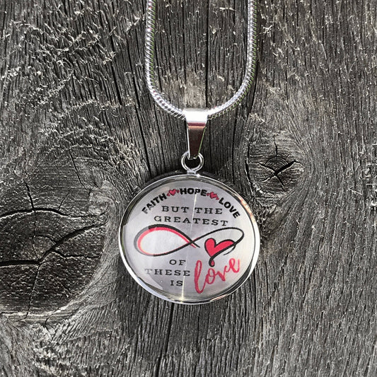 Engraved Circle Bridal Gift Charm Pendant, Bible Verse Necklace, Faith Love Hope, Wedding, Christian, Faith Based Jewelry Weddings 