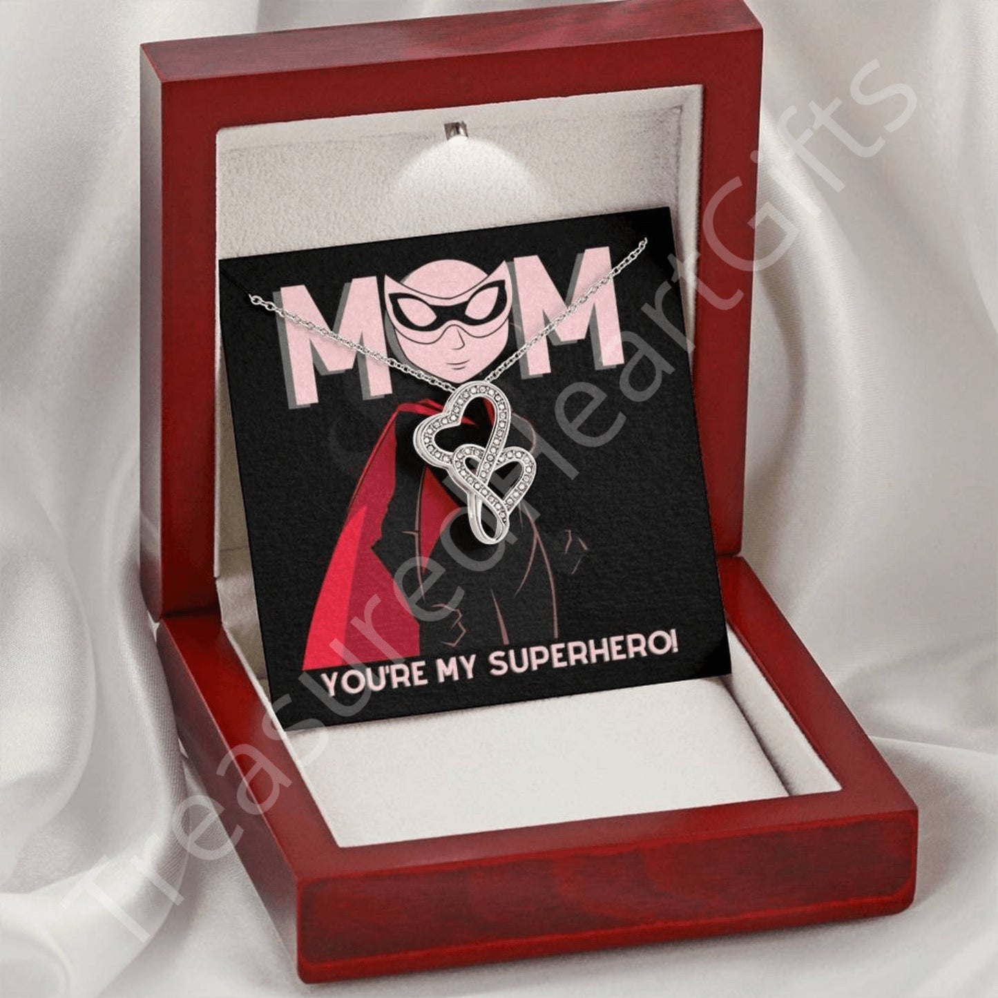 Mom Superhero, Mom Heart Necklace, Mother gift, Mom birthday gift, superhero necklace, Wonder Mom, Mom My Hero, Mom My Heart, Mom Cape Jewelry Standard 
