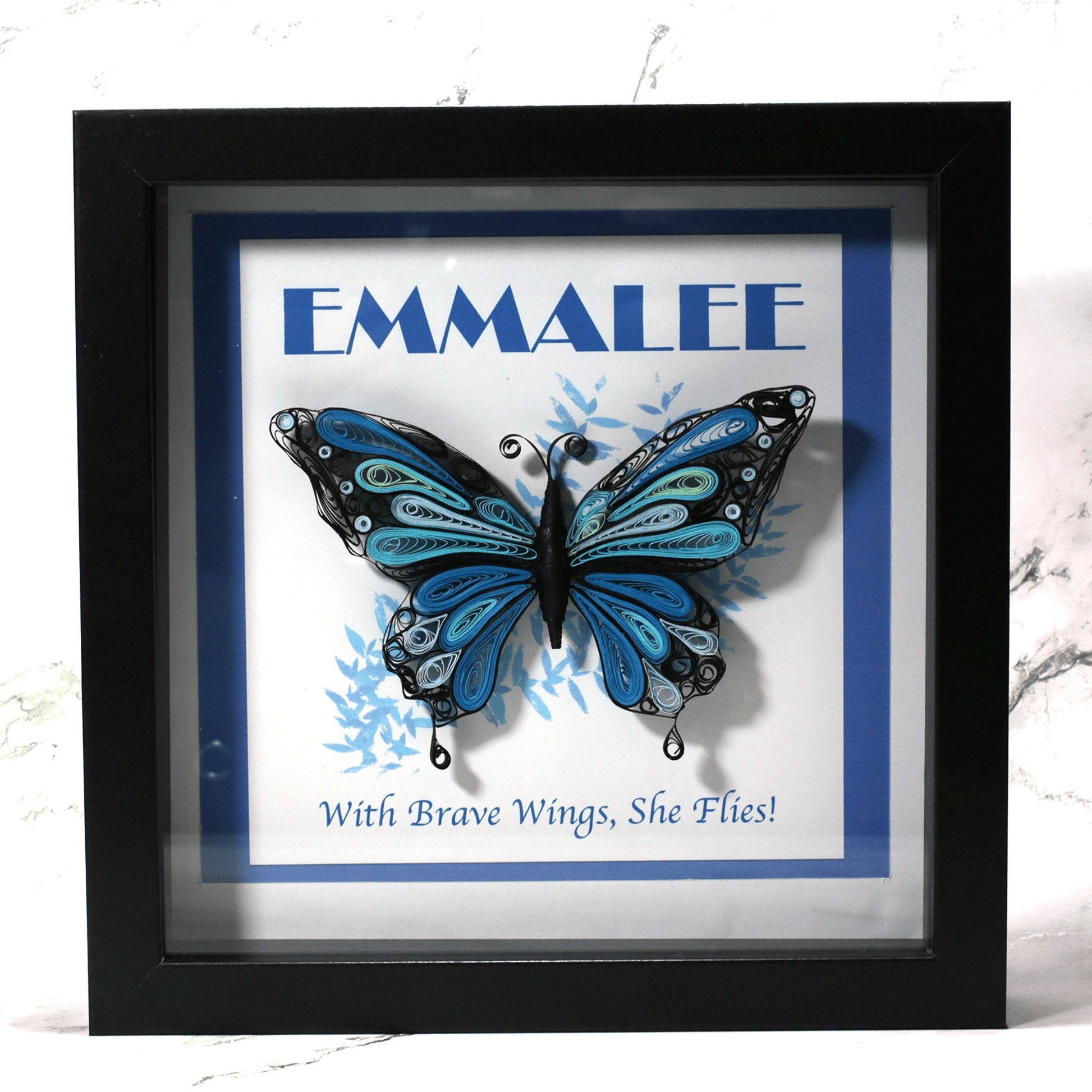 Personalized Butterfly Décor Name Frame Paper Art 