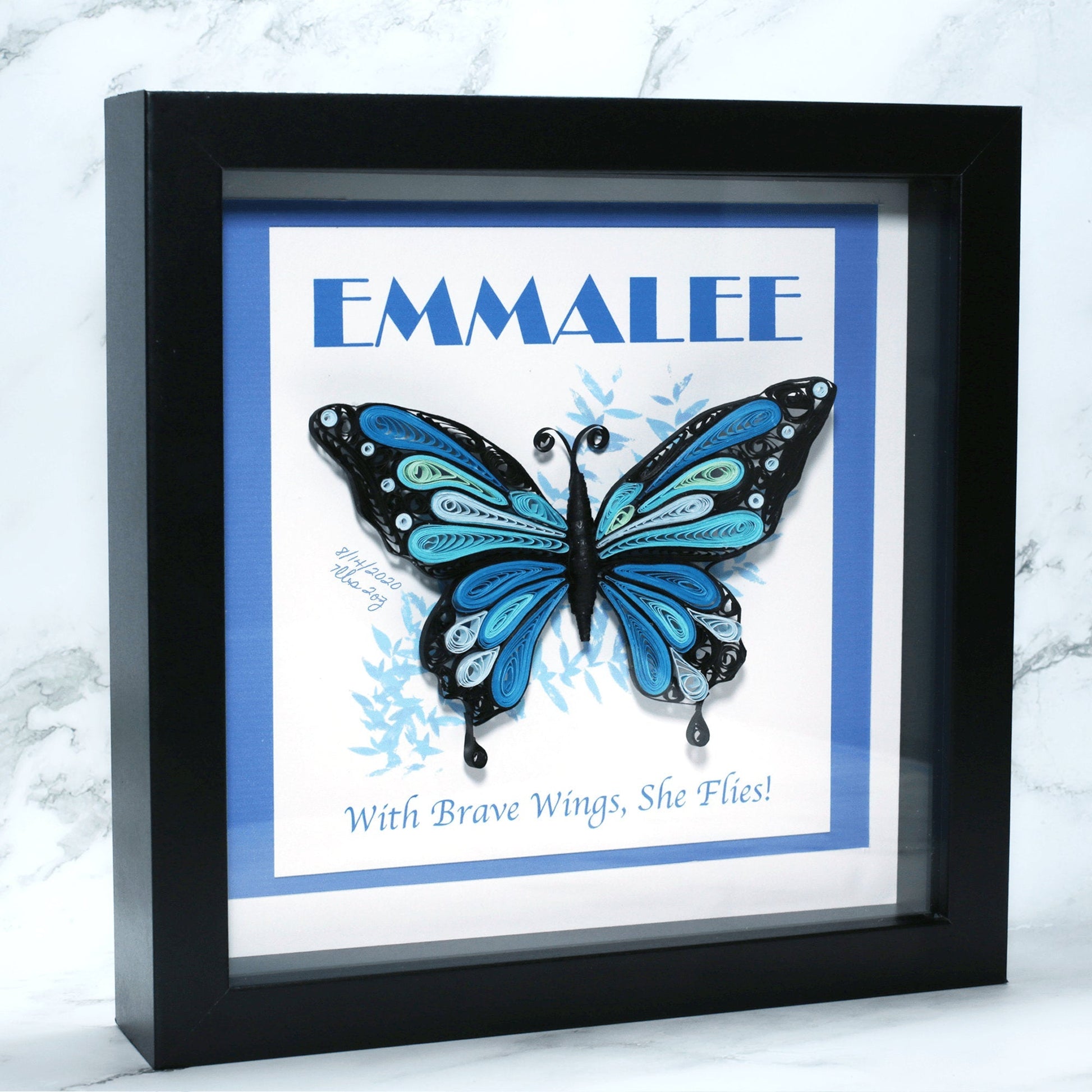 Personalized Butterfly Décor Name Frame Paper Art 