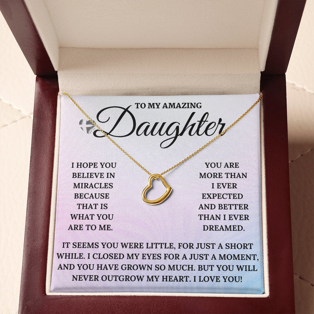 Daughter - Laugh Dream Love - Delicate Heart Necklace HGF3123DHb3 Jewelry 