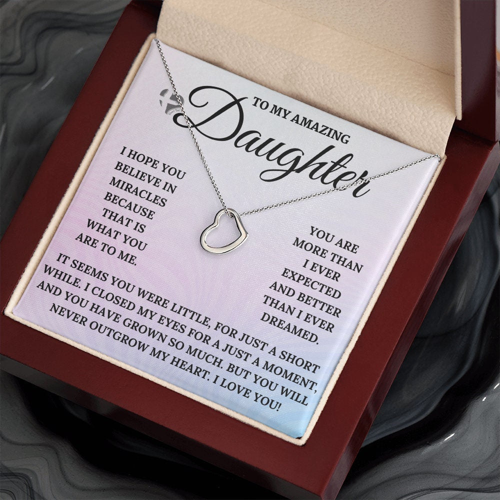 Daughter - Laugh Dream Love - Delicate Heart Necklace HGF3123DHb3 Jewelry 