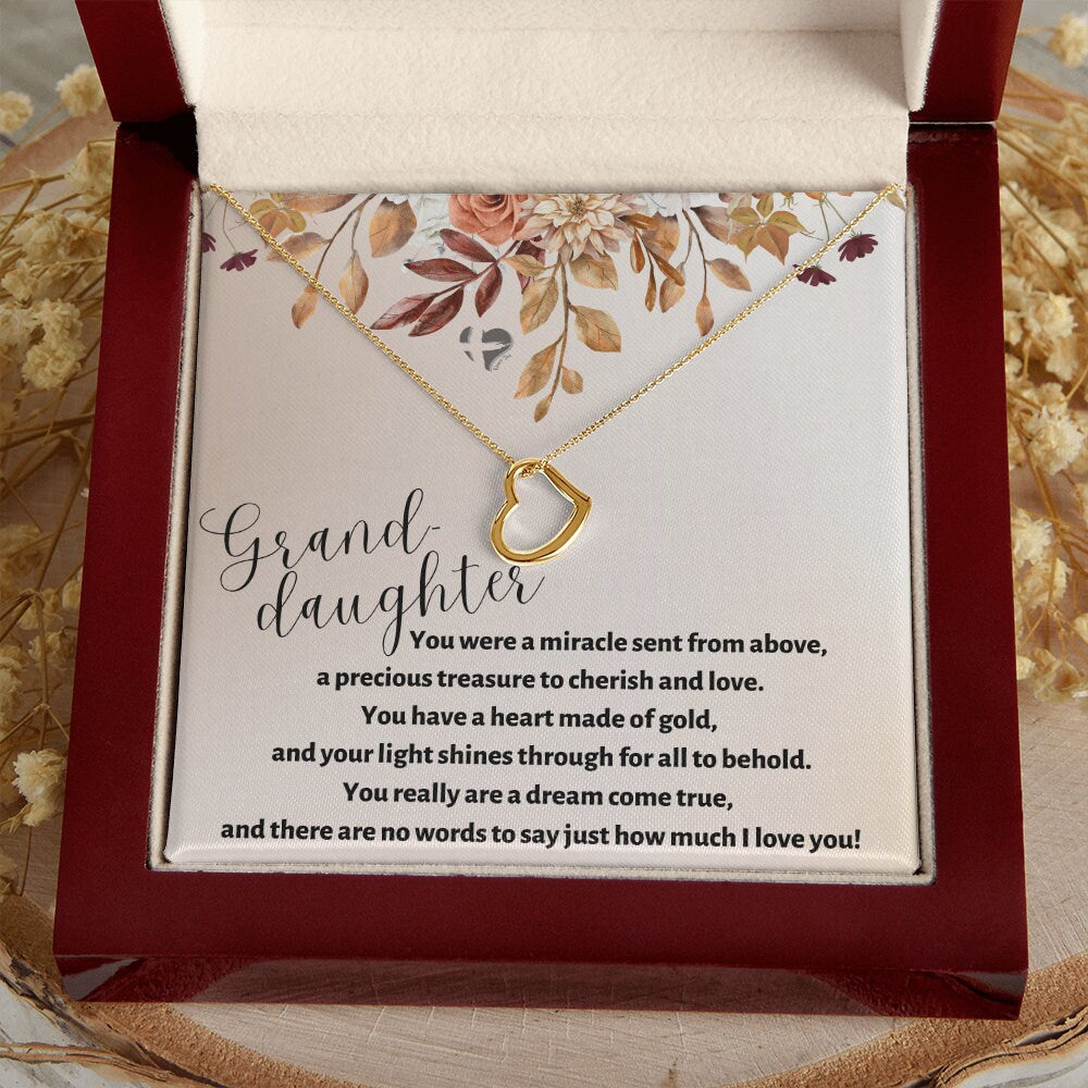 Granddaughter - Heart of Gold - Delicate Heart HGF#129DHb1 Jewelry 18k Yellow Gold Finish Luxury Box 