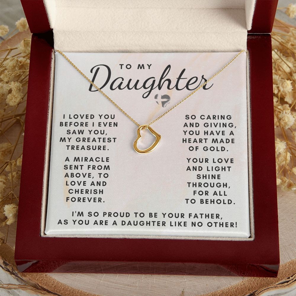 Daddy Daughter - My Greatest Treasure - Delicate Heart HGF#157DH Jewelry 18k Yellow Gold Finish Luxury Box 