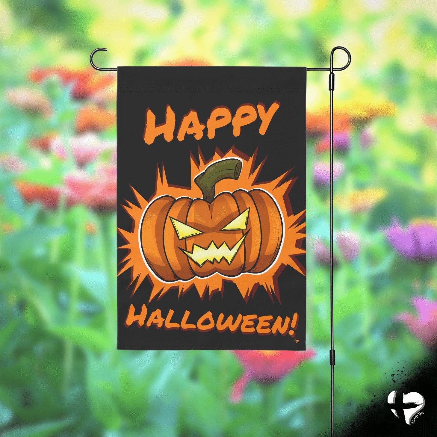 Garden Flag - Happy Halloween Pumpkin Garden & Stepping Stones 