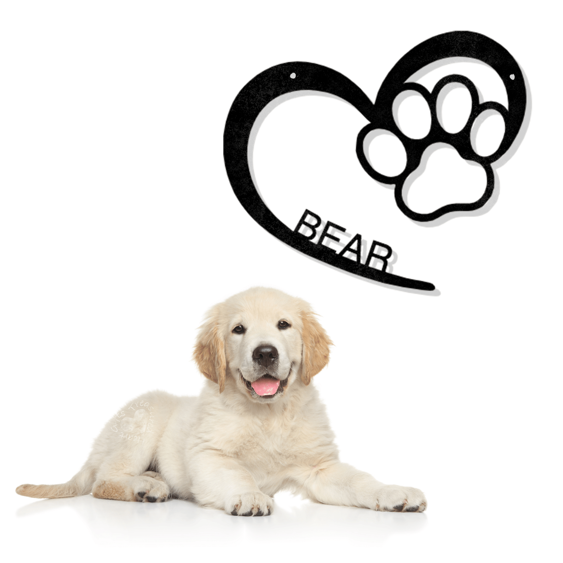 Puppy Love Dog Decor, Personalized Paw Sign With Pet Name custom Black 12" 