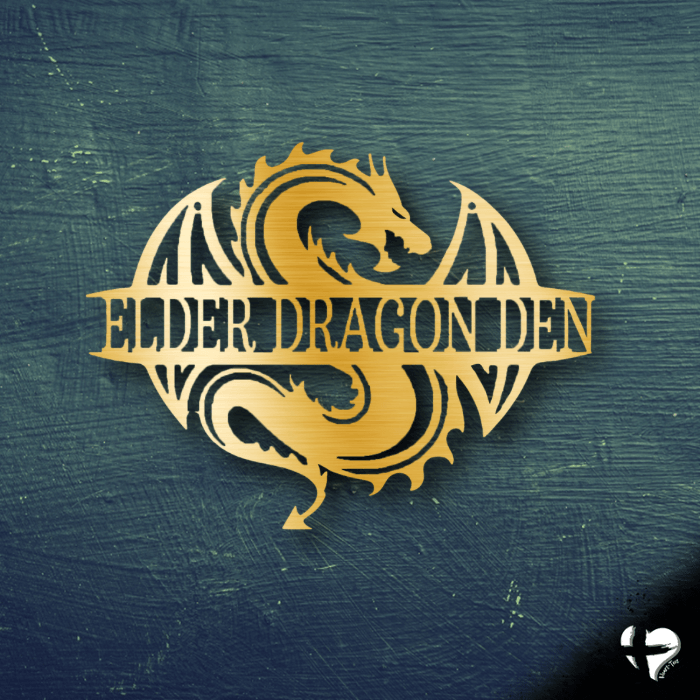 Decorative Celtic Dragon Monogram Sign Custom Gold 12" 
