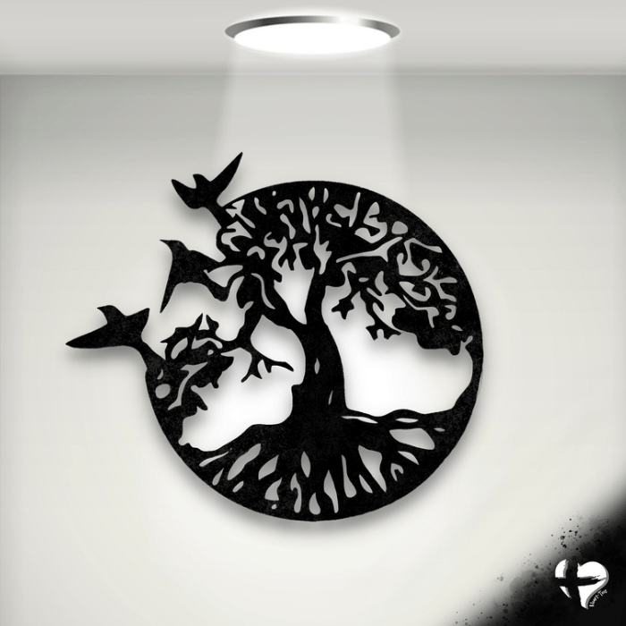 Tree Of Life Metal Wall Art Custom Black 12" 
