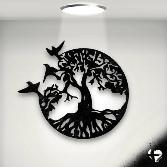 Tree Of Life Metal Wall Art Custom Black 12" 