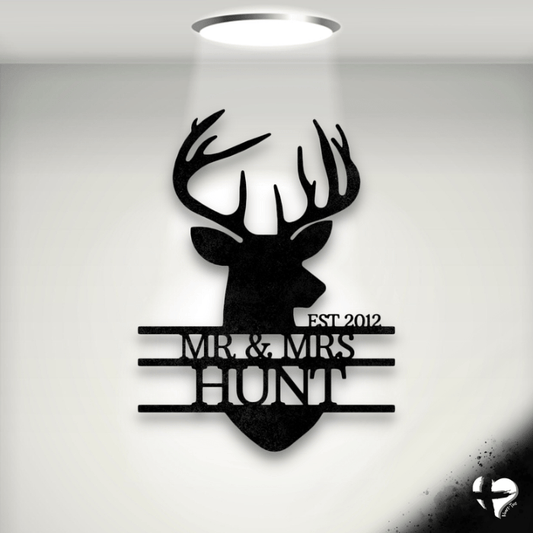 Deer Head Customizable Sign Custom Black 12" 