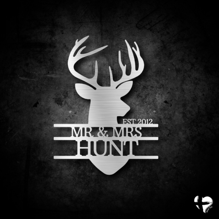 Deer Head Customizable Sign Custom Silver 12" 