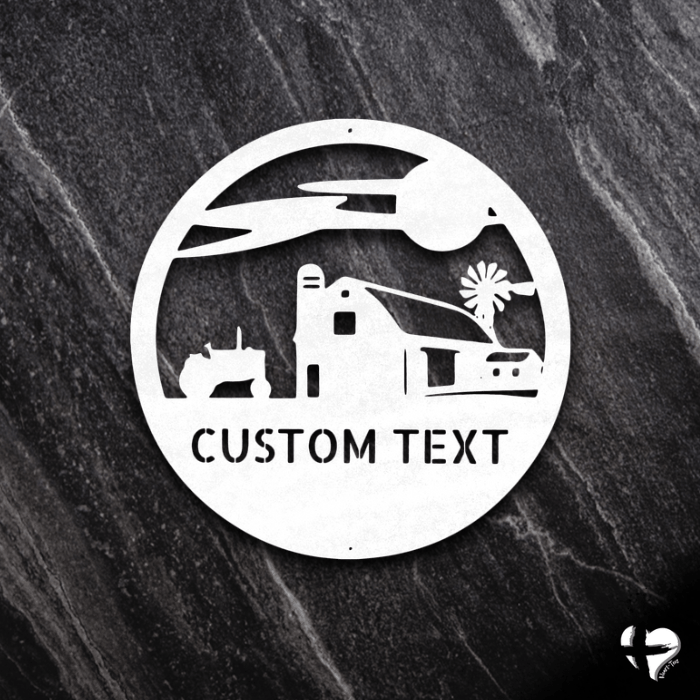 Personalized Farm Steel Sign Custom White 12" 