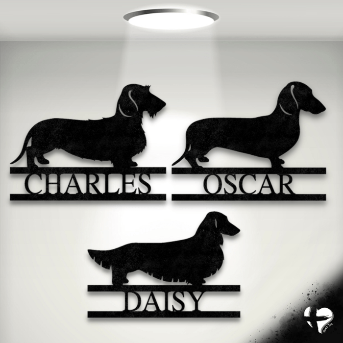 Personalized Dachshund Gift Metal Sign Custom Black 12" 