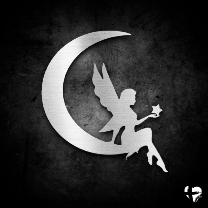 Fairy Moon Metal Wall Art Custom Silver 12" 