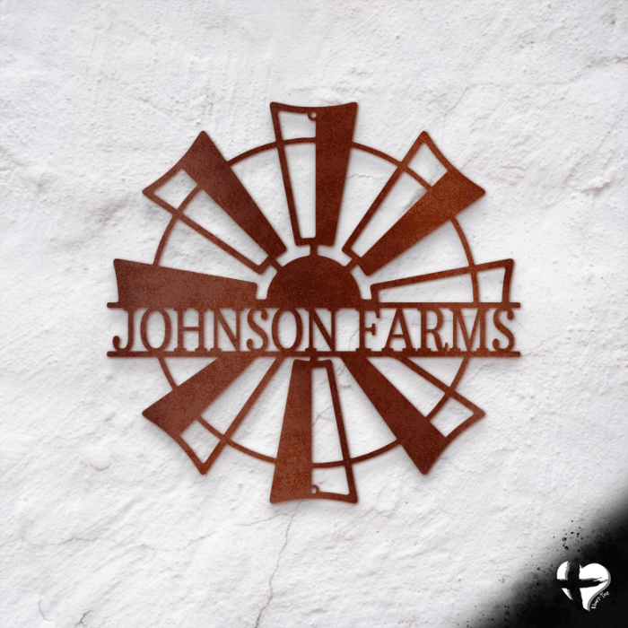 Windmill Monogram - Steel Sign Custom Copper 12" 