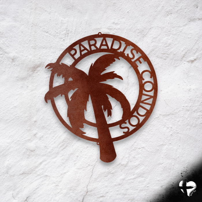 Palm Tree Metal Name Sign Custom Copper 12" 