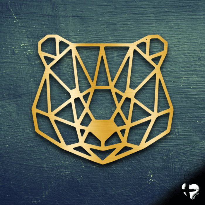 Bear Geometric Animal Sign custom Gold 12" 