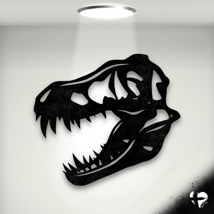 T-Rex Skull Metal Art 2.0 Wall Art Black 12 Inch 