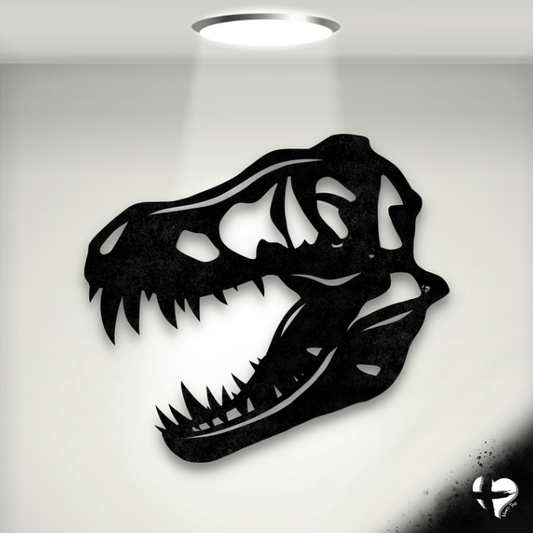 T-Rex Skull Metal Art 2.0 Wall Art Black 12 Inch 