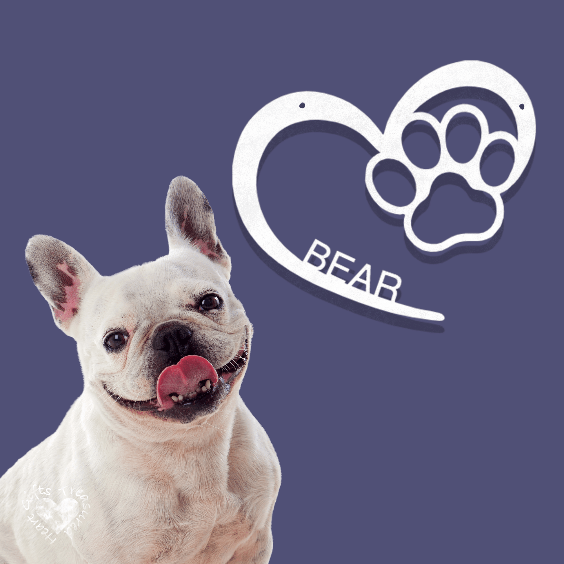 Puppy Love Dog Decor, Personalized Paw Sign With Pet Name custom White 12" 