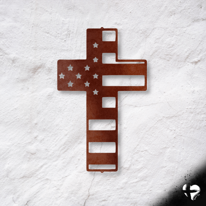 American Flag Cross Custom Copper 12" 