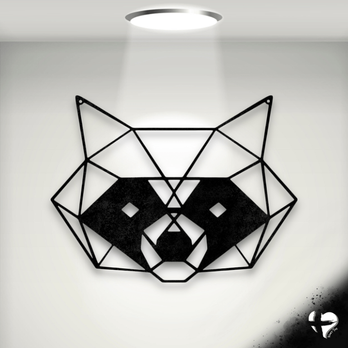 Geometric Raccoon Wall Decor custom Black 12" 