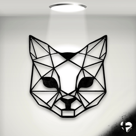 Geometric Cat Metal Sign custom Black 12" 