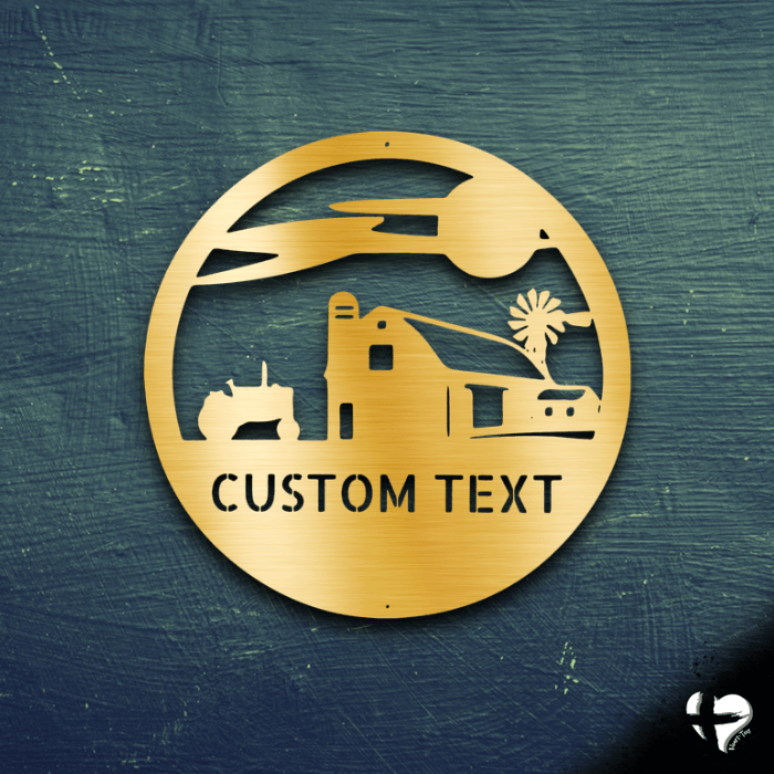 Personalized Farm Steel Sign Custom Gold 12" 