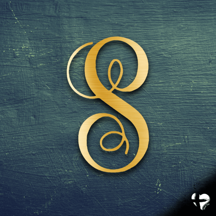 Fancy Initial Sign or 3D Letter Custom Gold 12" 