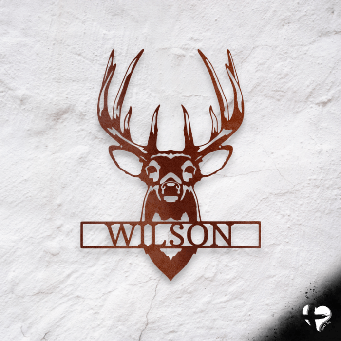 Buck Mount Name Sign Wall Art Copper 12" 