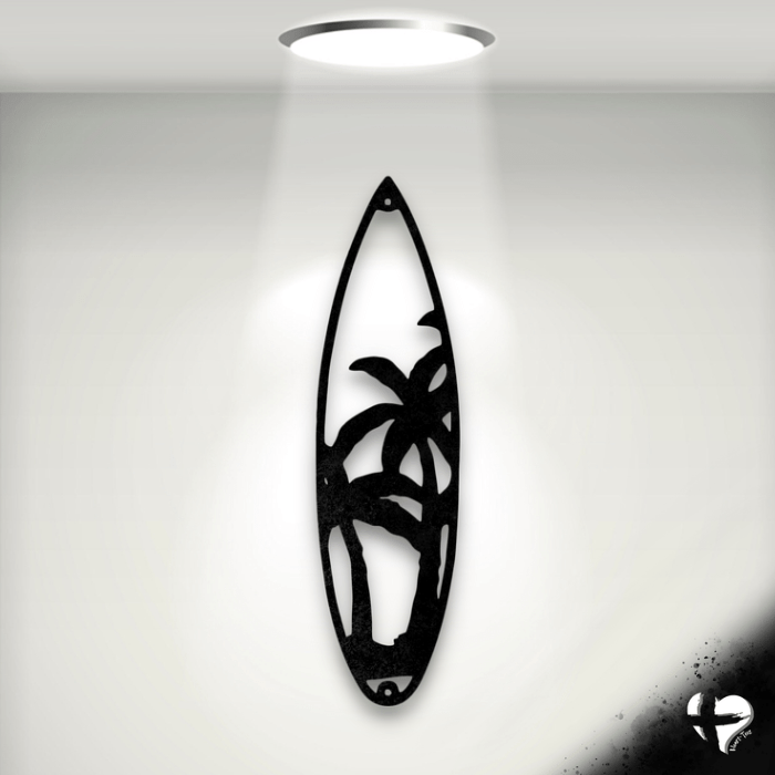 Palm Trees Surfboard Sign custom Black 12" 
