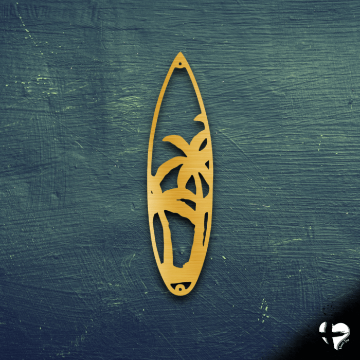 Palm Trees Surfboard Sign custom Gold 12" 