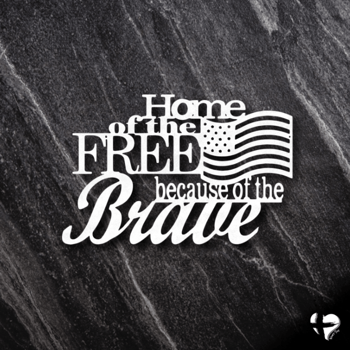 Home of the Free - Steel Sign Wall Art White 12" 